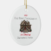 Gepersonaliseerde Eerste thuisversiering Keramisch Ornament (Rechts)