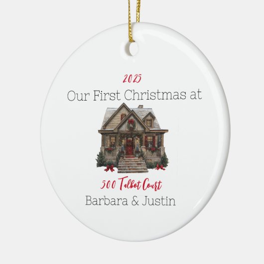 Gepersonaliseerde Eerste thuisversiering Keramisch Ornament (Links)