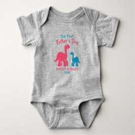 Gepersonaliseerde eerste Vaderdag Cute Dinosaur Romper