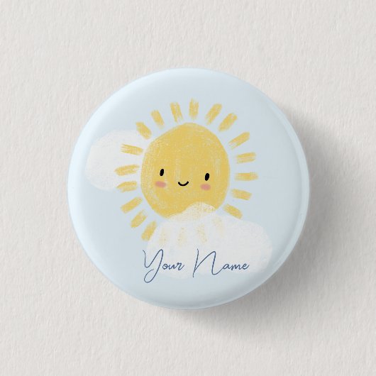 Gepersonaliseerde eerste verjaardag Baby shower zo Ronde Button 3,2 Cm (Voorkant)