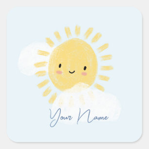 Gepersonaliseerde eerste verjaardag Baby shower zo Vierkante Sticker