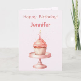 Gepersonaliseerde eerste verjaardag Cupcake Kaart