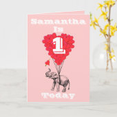 Gepersonaliseerde eerste verjaardag kaart (Gele Bloem)