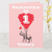 Gepersonaliseerde eerste verjaardag kaart (Gele Bloem)