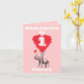 Gepersonaliseerde eerste verjaardag kaart (Gele Bloem)