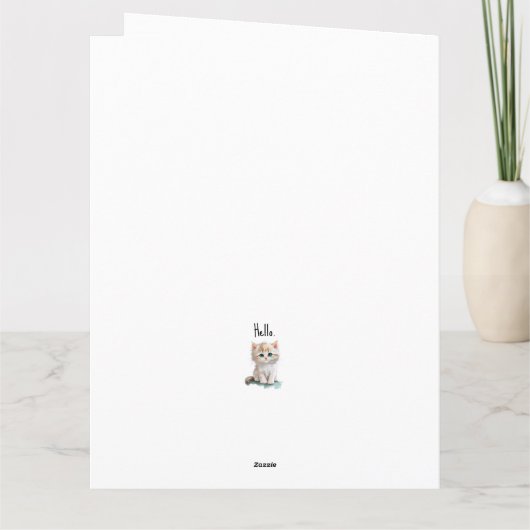 Gepersonaliseerde eerste verjaardag kitten met bla kaart (Achterkant)