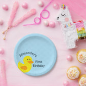 Gepersonaliseerde eerste verjaardag Kleine Gele Du Papieren Bordje (Feest)