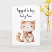 Gepersonaliseerde eerste verjaardag knuffel Speelg Kaart (Gele Bloem)