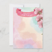 Gepersonaliseerde eerste verjaardag roze uitnodigi kaart (Achterkant)