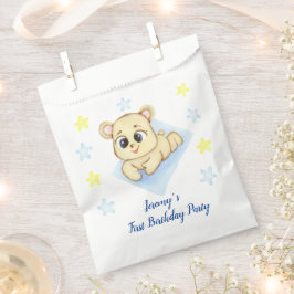 Gepersonaliseerde eerste verjaardag Teddy Bear Boy Bedankzakje