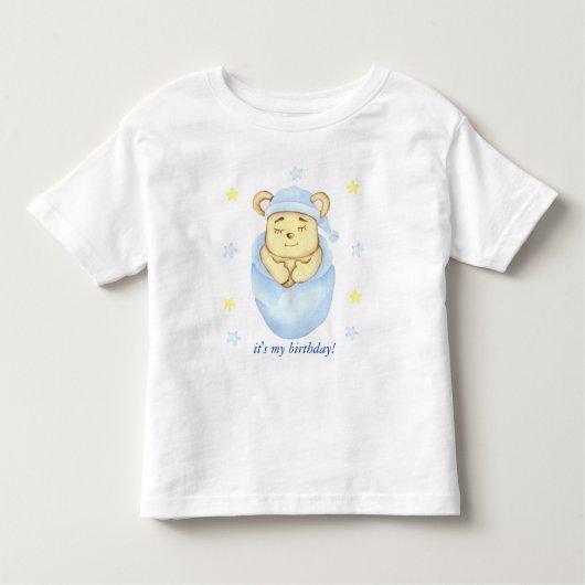 Gepersonaliseerde eerste verjaardag Teddy Bear Boy Kinder Shirts (Voorkant)
