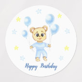 Gepersonaliseerde eerste verjaardag Teddy Bear Boy Labels (Design 2)