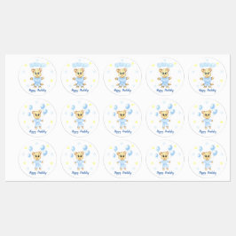 Gepersonaliseerde eerste verjaardag Teddy Bear Boy Labels