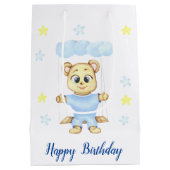 Gepersonaliseerde eerste verjaardag Teddy Bear Boy Medium Cadeauzakje (Achterkant)