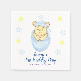 Gepersonaliseerde eerste verjaardag Teddy Bear Boy Servet