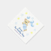 Gepersonaliseerde eerste verjaardag Teddy Bear Boy Servet (Hoek)