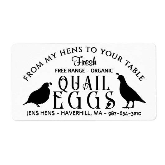 GEPERSONALISEERDE EI KARTON LOGO Kwarteleieren met Etiket (Voorkant)