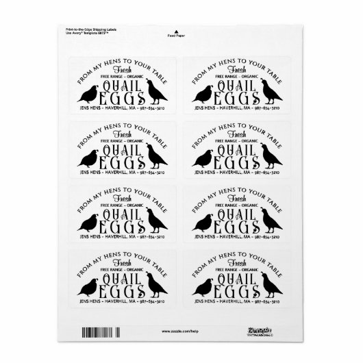 GEPERSONALISEERDE EI KARTON LOGO Kwarteleieren met Etiket (Full Sheet)