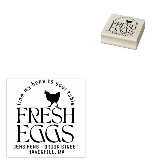 GEPERSONALISEERDE EI KARTON LOGO Verse Eieren Kip Rubberstempel (Gestempeld)