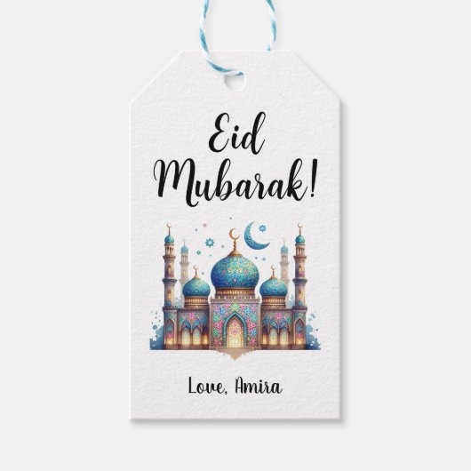 Gepersonaliseerde Eid Mubarak Moskee Gift Labels Cadeaulabel (Voorkant)
