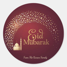 Gepersonaliseerde Eid Mubarak Moslim moderne Klass Ronde Sticker