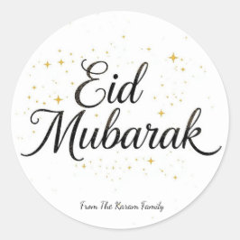Gepersonaliseerde Eid Mubarak Moslim moderne Klass Ronde Sticker