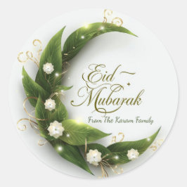 Gepersonaliseerde Eid Mubarak Moslim moderne Klass Ronde Sticker