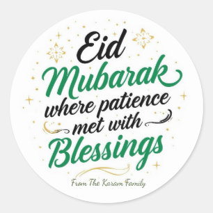 Gepersonaliseerde Eid Mubarak Moslim Ronde Sticker