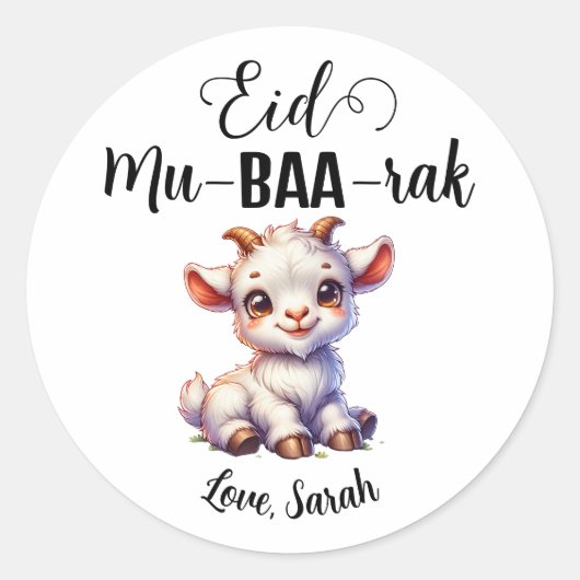 Gepersonaliseerde Eid Mubarak ronde geit Stickers (Voorkant)