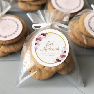 Gepersonaliseerde Eid Mubarak Roze Bloem Sticker