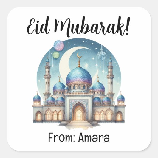 Gepersonaliseerde EID Mubarak Square Stickers (Voorkant)