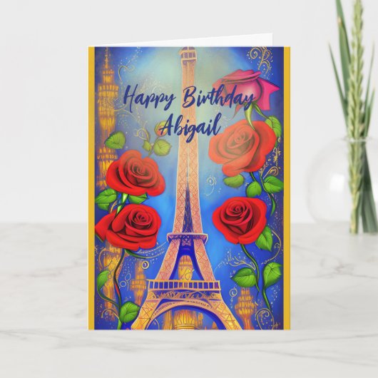 Gepersonaliseerde Eiffeltoren Nacht in Parijs Verj Kaart (Voorkant)