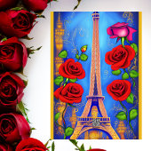 Gepersonaliseerde Eiffeltoren Nacht in Parijs Verj Kaart