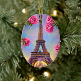 Gepersonaliseerde Eiffeltoren Roze Rose Chique Ker Keramisch Ornament