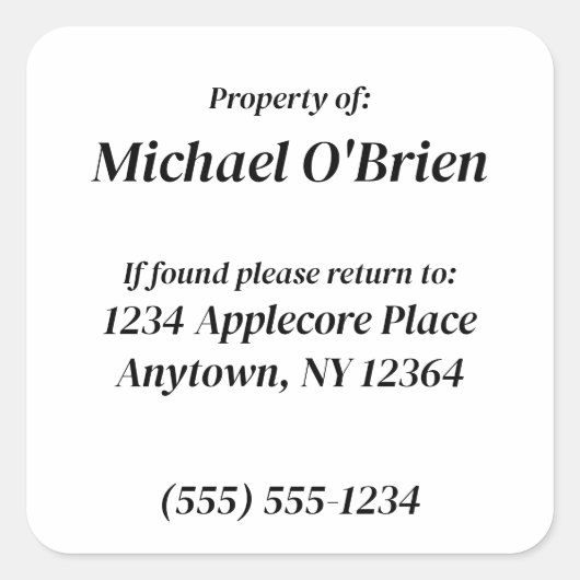 Gepersonaliseerde eigenschap van aangepaste inform vierkante sticker (Voorkant)