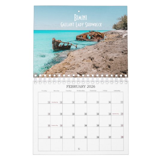 Gepersonaliseerde eilanden van de Bahama's Caribis Kalender (Feb 2026)