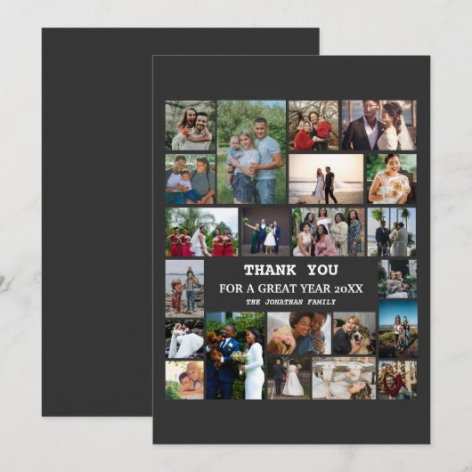 Gepersonaliseerde eindejaarsfamilie 22 Foto-collag Feestdagenkaart (Voorkant / Achterkant)