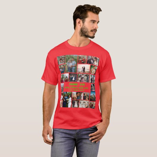Gepersonaliseerde eindejaarsfamilie 22 Foto-collag T-shirt (Voorkant volledig)