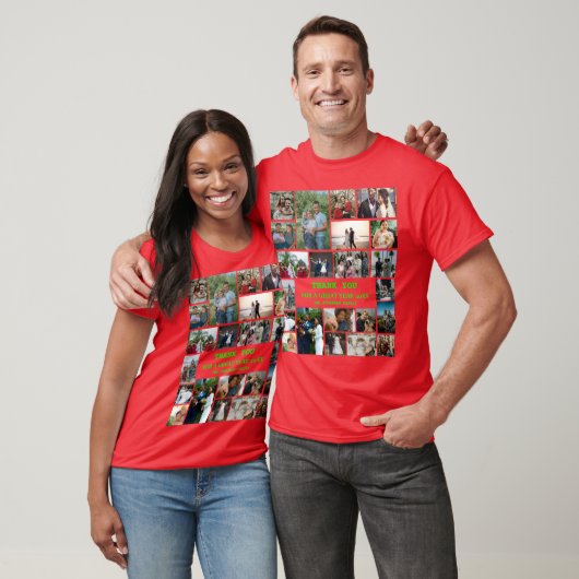 Gepersonaliseerde eindejaarsfamilie 22 Foto-collag T-shirt (Unisex)