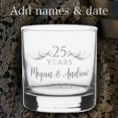 Gepersonaliseerde Elegant 25e bruiloft Jubileum Gi Whisky Glas