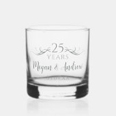 Gepersonaliseerde Elegant 25e bruiloft Jubileum Gi Whisky Glas (Voorkant)