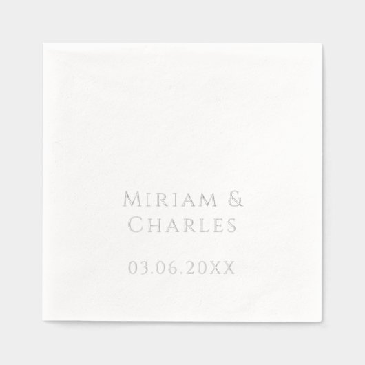 Gepersonaliseerde Elegant 25e Jubileum Silver Real Folie Servetten (Voorkant)