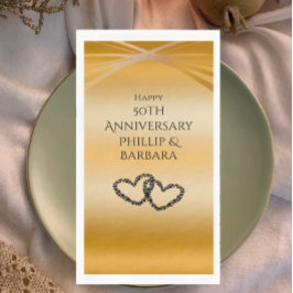Gepersonaliseerde Elegant Arch Golden 50e Jubileum Servet