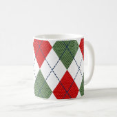 Gepersonaliseerde Elegant Argyle Pattern Red & Gre Koffiemok (Voorkant rechts)