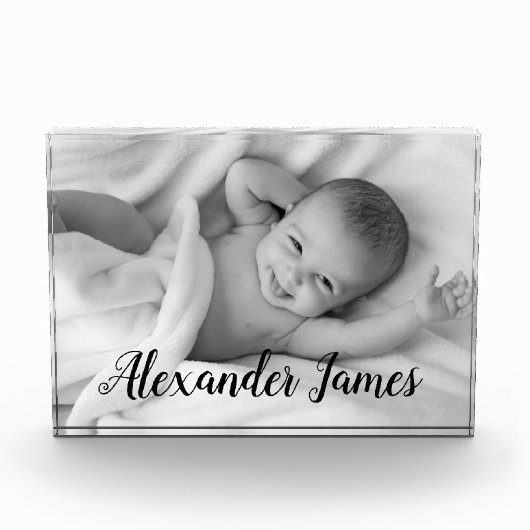 Gepersonaliseerde Elegant Baby Naam Script Foto ca (Voorkant)