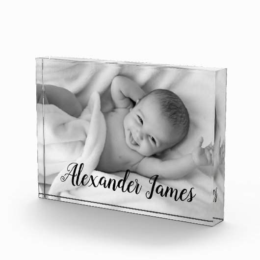Gepersonaliseerde Elegant Baby Naam Script Foto ca (Rechts)