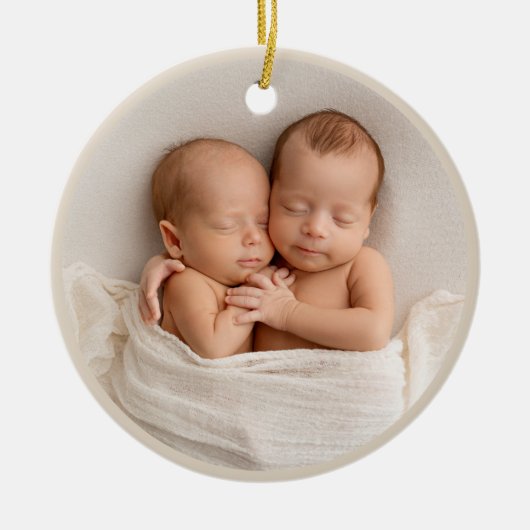 Gepersonaliseerde Elegant Baby's eerste Kerstmis Keramisch Ornament (Voorkant)