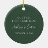 Gepersonaliseerde Elegant Baby's eerste Kerstmis Keramisch Ornament (Achterkant)
