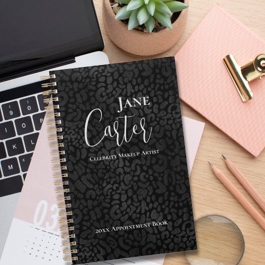Gepersonaliseerde Elegant Black Leopard Makeup Art Planner