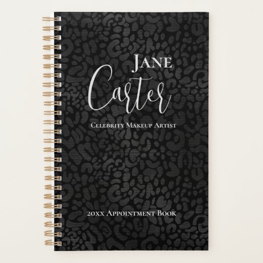 Gepersonaliseerde Elegant Black Leopard Makeup Art Planner (Voorkant)